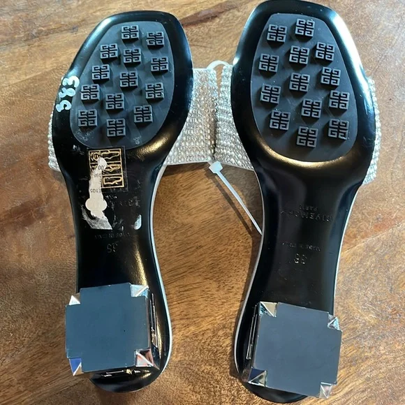 NEW | Givenchy G Cube Silver Embellished Satin Sandal Mule Italian‎ Size 35 - Picture 10 of 15